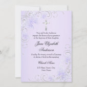 Lila Schmetterling und Taufe Einladung (Vorderseite)