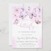 Lila Schmetterling Unsere kleine Schmetterlingsdus Einladung (Vorderseite)