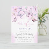 Lila Schmetterling Unsere kleine Schmetterlingsdus Einladung (Stehend Vorderseite)