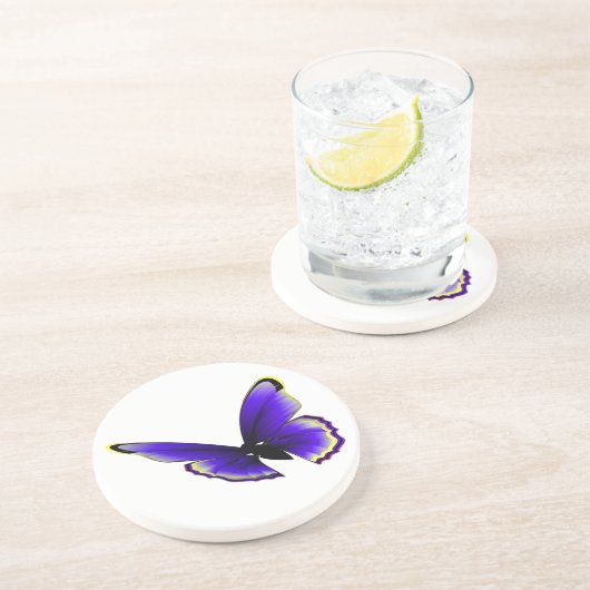 Lila Schmetterling Untersetzer (Seite)