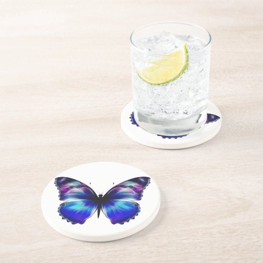 Lila Schmetterling Untersetzer (Seite)