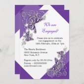 Lila Schmetterling Verlobung Hochzeitstag Einladung (Vorne/Hinten)