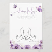 Lila Schmetterling Zeichne die Baby Shower Game Ca Hinweiskarte (Vorderseite)