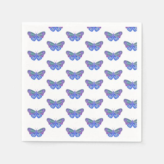 Lila Schmetterling Zeichnend Serviette (Vorderseite)