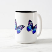 Lila Schmetterling Zweifarbige Tasse (VorderseiteRechts)