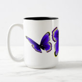 Lila Schmetterling Zweifarbige Tasse (Links)