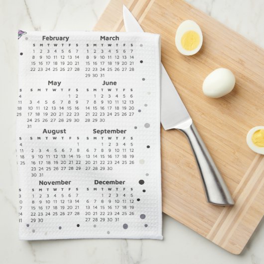 Lila Schmetterlinge 2026 Geschirrtuch (Viertel Falte)