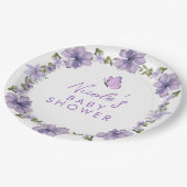 Lila Schmetterlinge Aquarell Wildblume Baby Show Pappteller (Schrägansicht)