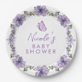 Lila Schmetterlinge Aquarell Wildblume Baby Show Pappteller (Vorderseite)