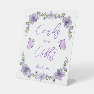 Lila Schmetterlinge Aquarell Wildblume Baby Show Sockelschild