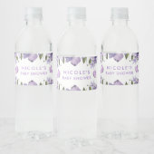 Lila Schmetterlinge Aquarellfarben-Wildblume Wasserflaschenetikett (Flaschen)