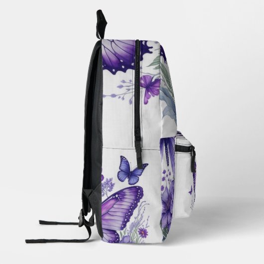 Lila Schmetterlinge auf der Blume Bedruckter Rucksack (Links)