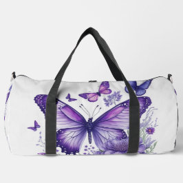 Lila Schmetterlinge auf der Blume Duffle Bag