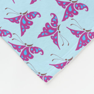 Lila Schmetterlinge auf Light Blue, Butterfly Prin Fleecedecke