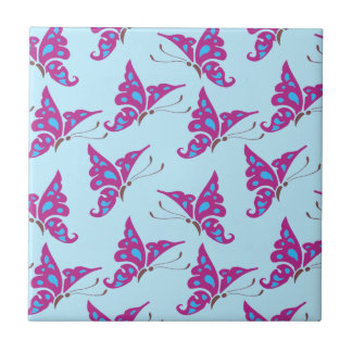 Lila Schmetterlinge auf Light Blue, Butterfly Prin Fliese