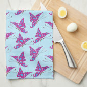 Lila Schmetterlinge auf Light Blue, Butterfly Prin Geschirrtuch (Viertel Falte)