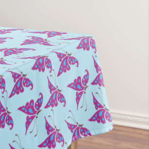 Lila Schmetterlinge auf Light Blue, Butterfly Prin Tischdecke