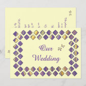 Lila Schmetterlinge aus gelben Diamanten Einladung (Vorne/Hinten)