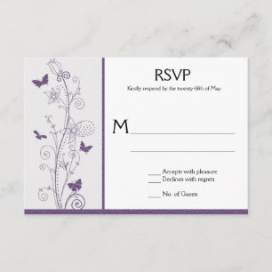 Lila Schmetterlinge Blume Wirbel auf grauem UAWG RSVP Karte
