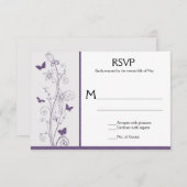 Lila Schmetterlinge Blume Wirbel auf grauem UAWG RSVP Karte (Vorne/Hinten)