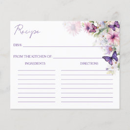 Lila Schmetterlinge Brautparty Rezeptkarten