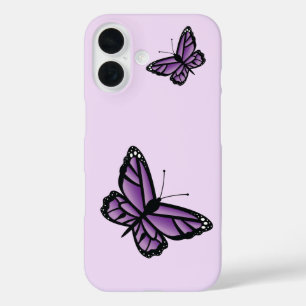 Lila Schmetterlinge iPhone 16 Hülle