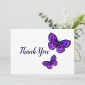 Lila Schmetterlinge Dankeskarte (Stehend Vorderseite)