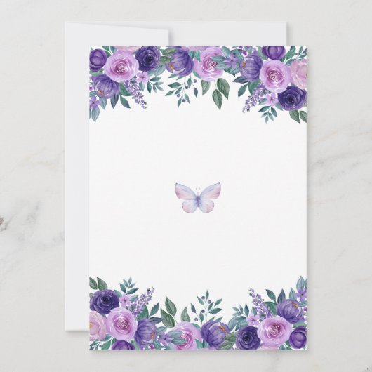 Lila Schmetterlinge Einladung (Rückseite)