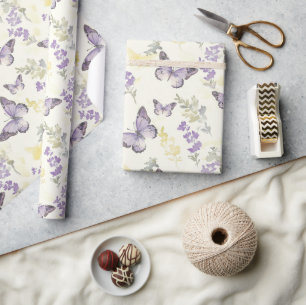 Lila Schmetterlinge Geburtstag Geschenkpapier