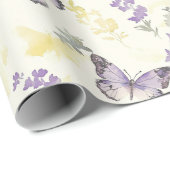 Lila Schmetterlinge Geburtstag Geschenkpapier (Rolleneckpunkt)