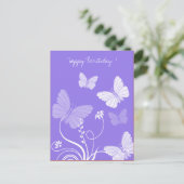 Lila Schmetterlinge Geburtstagskarte Postkarte (Stehend Vorderseite)