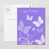 Lila Schmetterlinge Geburtstagskarte Postkarte (Vorne/Hinten)