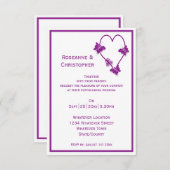 Lila Schmetterlinge Herzdesign Hochzeit Einladung (Vorne/Hinten)