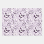 Lila Schmetterlinge im Lila Hintergrund Geschenkpapier Set (Vorderseite 3)