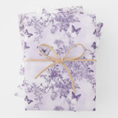 Lila Schmetterlinge im Lila Hintergrund Geschenkpapier Set (Beispiel)