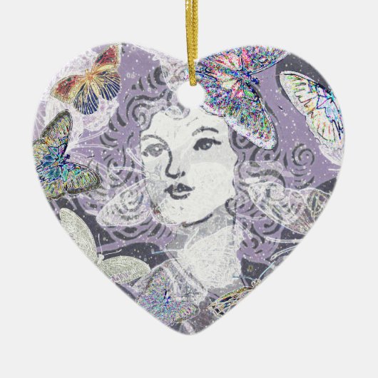 Lila Schmetterlinge Keramikornament (Vorne)