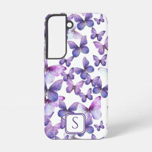 Lila Schmetterlinge Moderne, elegante Monogramm Samsung Galaxy Hülle