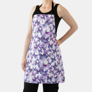 Lila Schmetterlinge Moderne, elegante Monogramm Schürze