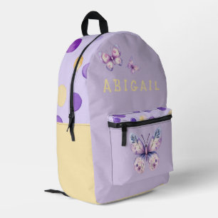 Lila Schmetterlinge Personalisierte Mädchen Bedruckter Rucksack