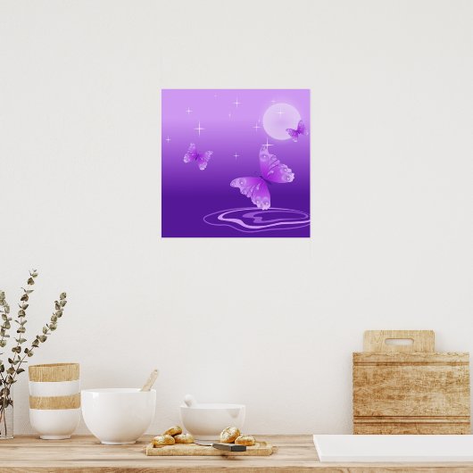 Lila Schmetterlinge Poster (Küche)