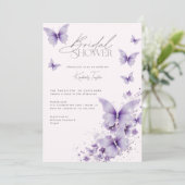 Lila Schmetterlinge Rosa Brautparty Einladung (Stehend Vorderseite)