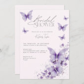 Lila Schmetterlinge Rosa Brautparty Einladung (Vorne/Hinten)