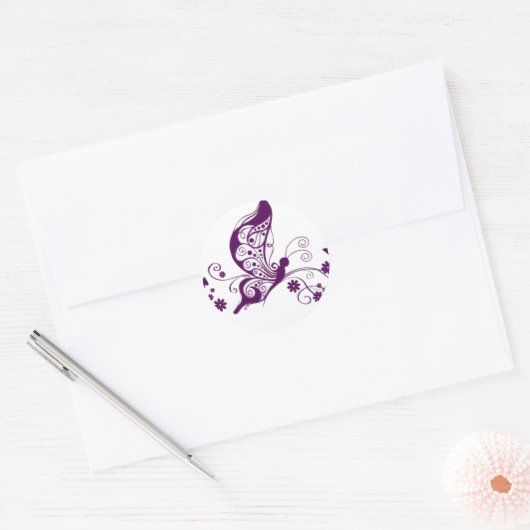 Lila Schmetterlinge Runder Aufkleber (Umschlag)