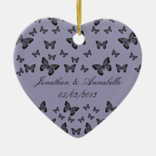 Lila Schmetterlinge Save the Date Keepake Keramik Ornament