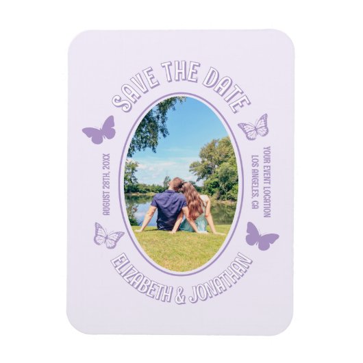 Lila Schmetterlinge Save the Date Magnet (Vertikal)