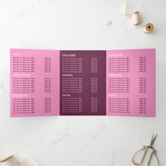 Lila Schmetterlinge, Schönheitssalon Tri-Falten Fl Dreifach Gefaltete Einladung (Innenseite)