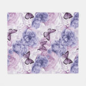Lila Schmetterlinge und Blumen Fleecedecke (Vorderseite (Horizontal))