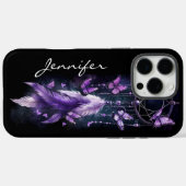Lila Schmetterlinge und Feathers Dreamcatcher Case-Mate iPhone Hülle (Rückseite (Horizontal))