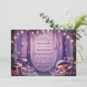 Lila Schmetterlinge und Hochzeiten von Starlit Ski Einladung (Stehend Vorderseite)