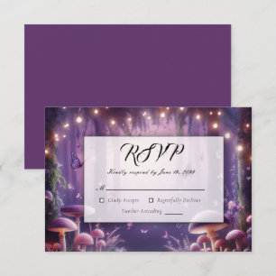 Lila Schmetterlinge und Hochzeiten von Starlit Ski RSVP Karte
